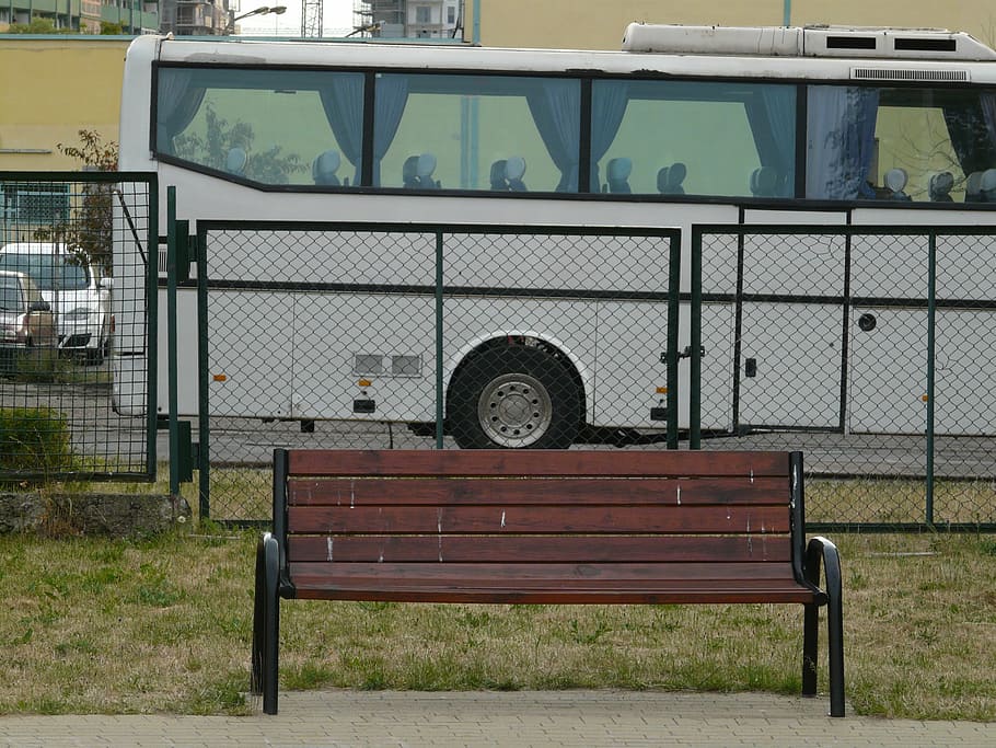 coach, bench, bus, abstraction, composition, the station, waiting HD wallpaper