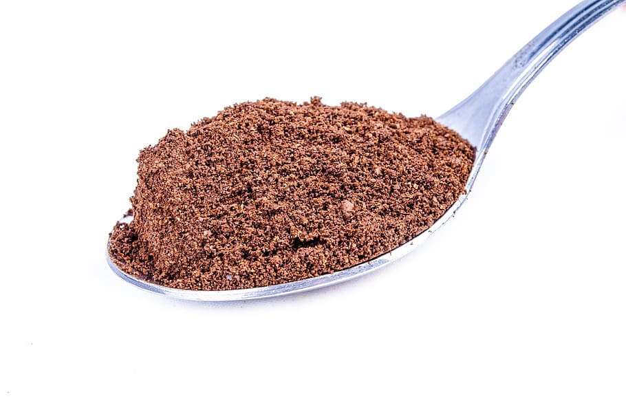 brown powder on spoon, instant, close-up, dust, cacao, sugar HD wallpaper