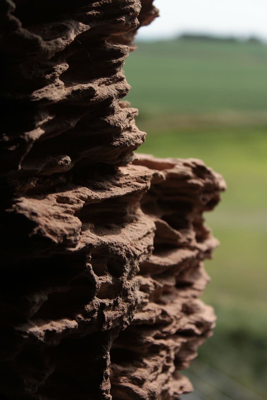 brick, stone, formation, field, holes, clay, focus on foreground HD wallpaper