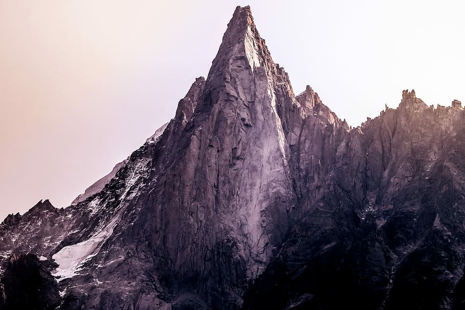 gray mountain alps, landscape photography of mountains, mer de glace, HD wallpaper