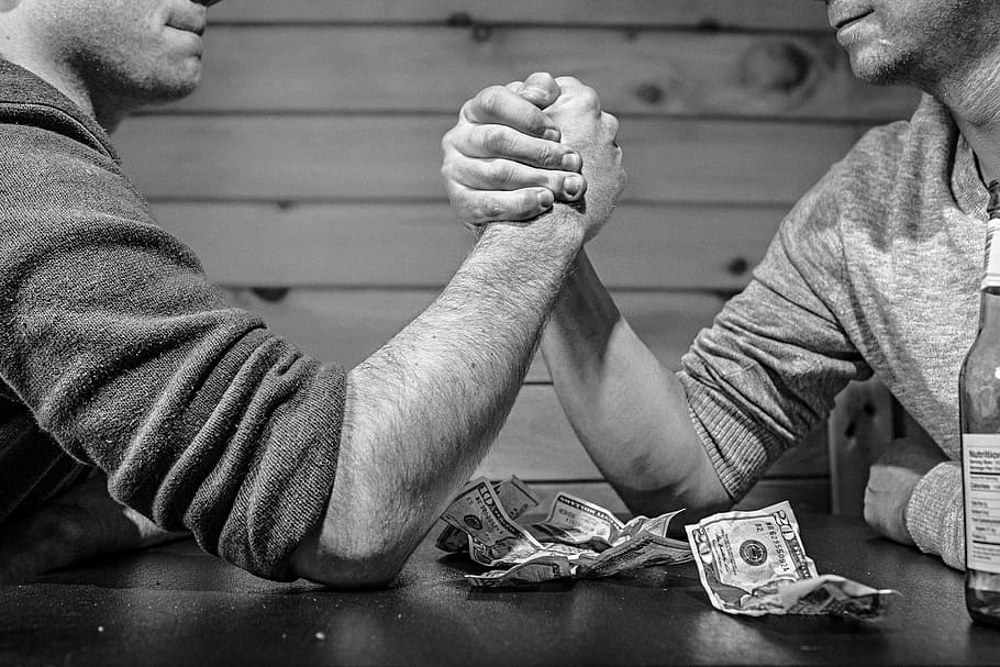 arm-wrestling, bar, bet, betting, black-and-white, compare