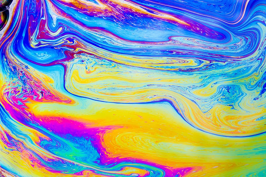 abstract art painting, bubbles, rainbow, liquid, soap, water