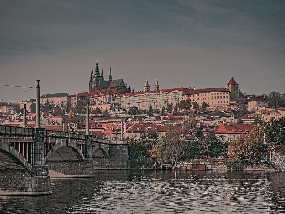 prague, castle, vltava, bridge, czech republic, prague castle, HD wallpaper