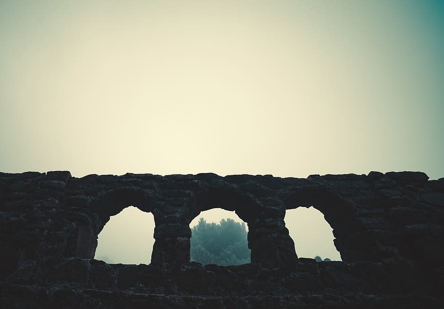 wall, picture window, stone, architecture, old, viewpoint, temple HD wallpaper