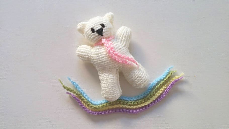 knit, knitting, yarn, wool, teddy bear, pattern, handmade, knitted, HD wallpaper