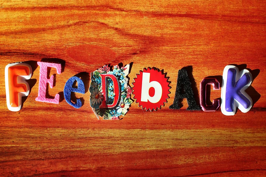 Feed Back text decor on tabletop, feedback, handicraft, creativity HD wallpaper