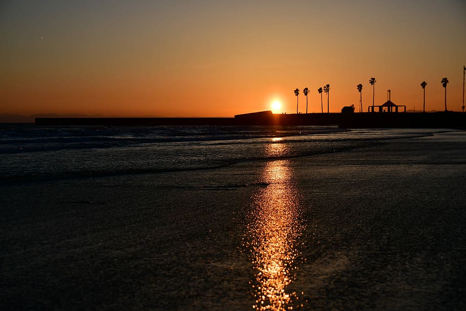 sea, sunset, sky, water, orange color, scenics - nature, beauty in nature HD wallpaper