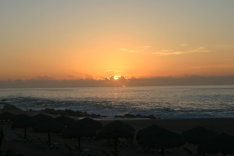 sunrise, cabo, beach, ocean, sea, coast, sky, sunset, water HD wallpaper
