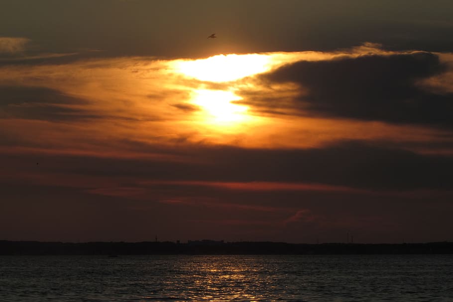 sunset, water, bay, sky, summer, nature, landscape, beach, vacation HD wallpaper