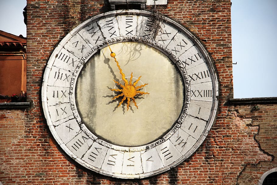 roman numeral analog clock, sundial, time, time indicating HD wallpaper