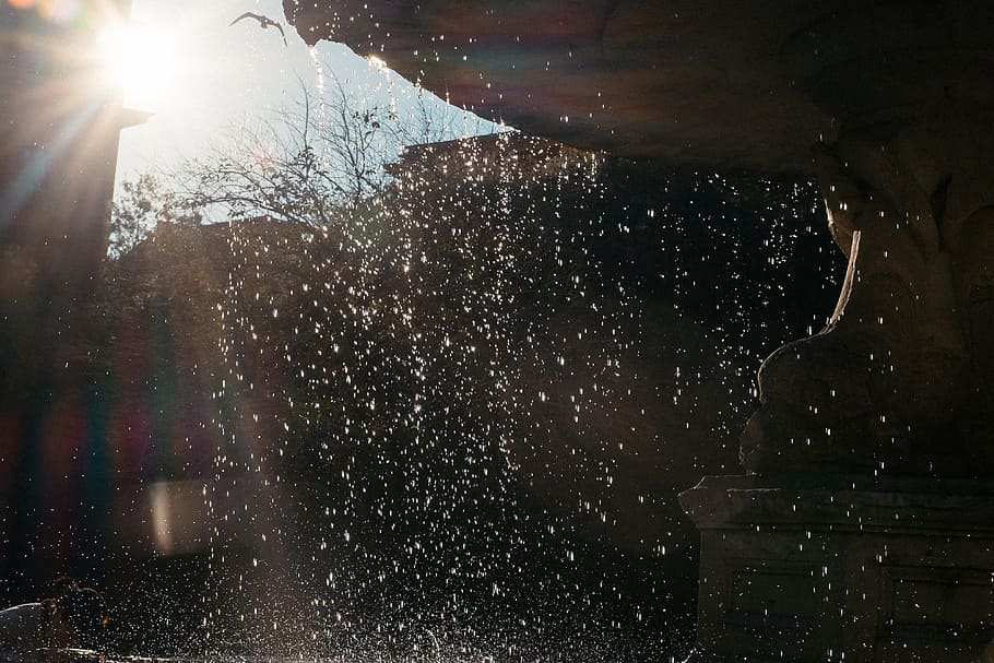 Water drops in a fountain, abstract, other, wet, splashing, spraying HD wallpaper