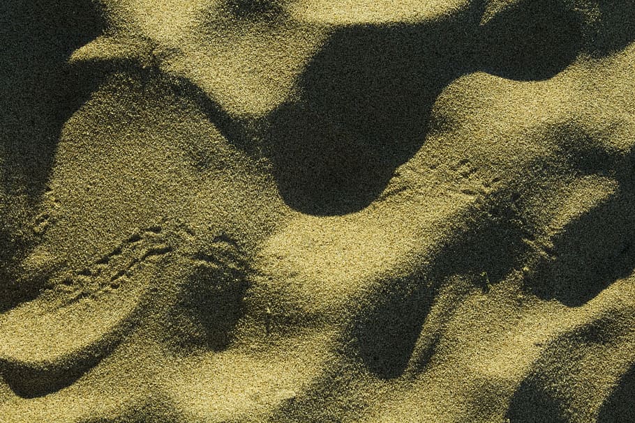 Sand, Footprint, Beach, Texture, Sea, shore, summer, trail, HD wallpaper