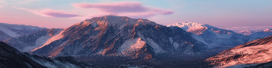 photo of mountain range under clear sky, view of mountain range HD wallpaper
