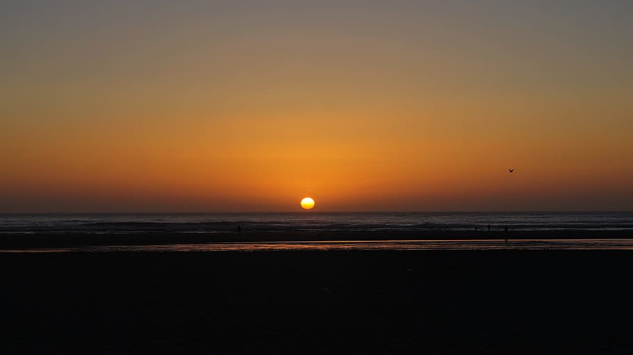 Sky, Sunset, Beach, Sea, Shore, Horizon, scenics, tranquility HD wallpaper