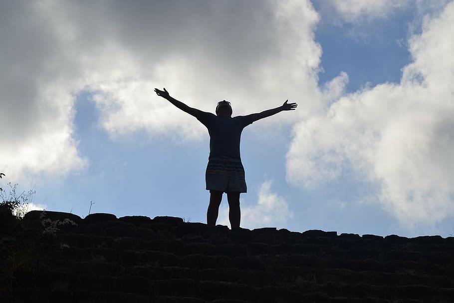dom, backlight, sky, clouds, human arm, one person, cloud - sky HD wallpaper