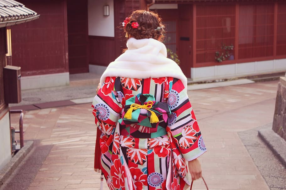 person wearing red and white kimono, japan, japanese Ethnicity HD wallpaper