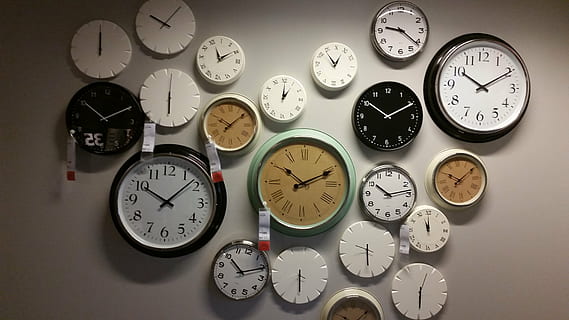 assorted analog wall clock lot, wall clocks, time, timing, schedule HD wallpaper