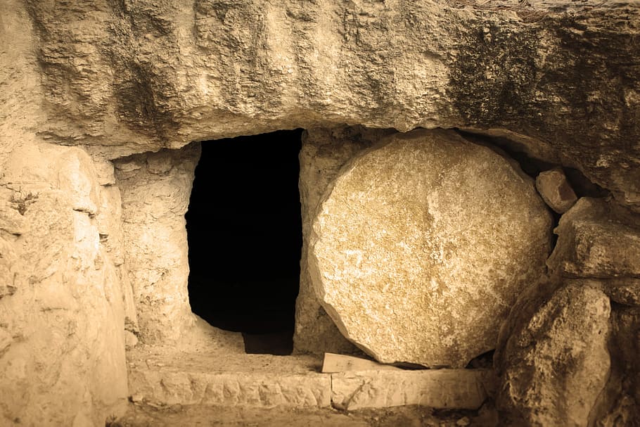 brown stove grave, resurrection, jesus, yeshua, tomb, wall, old, HD wallpaper