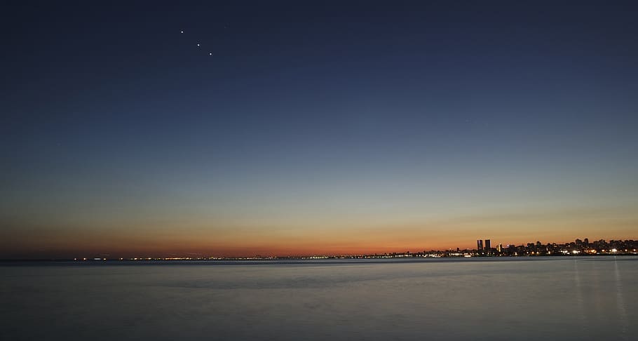 nature, landscape, sky, sunset, water, ocean, sea, urban, city HD wallpaper