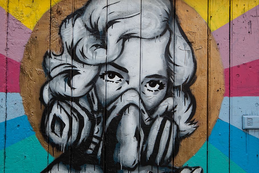 Street art depicting a woman wearing a mask captured on a wall in Shoreditch, East London. Image taken with a Canon DSLR, HD wallpaper