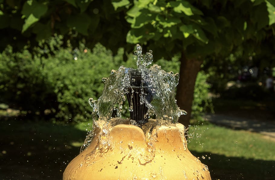 fountain, water, water jet, díszkút, ceramic, badacsony, lake balaton, HD wallpaper