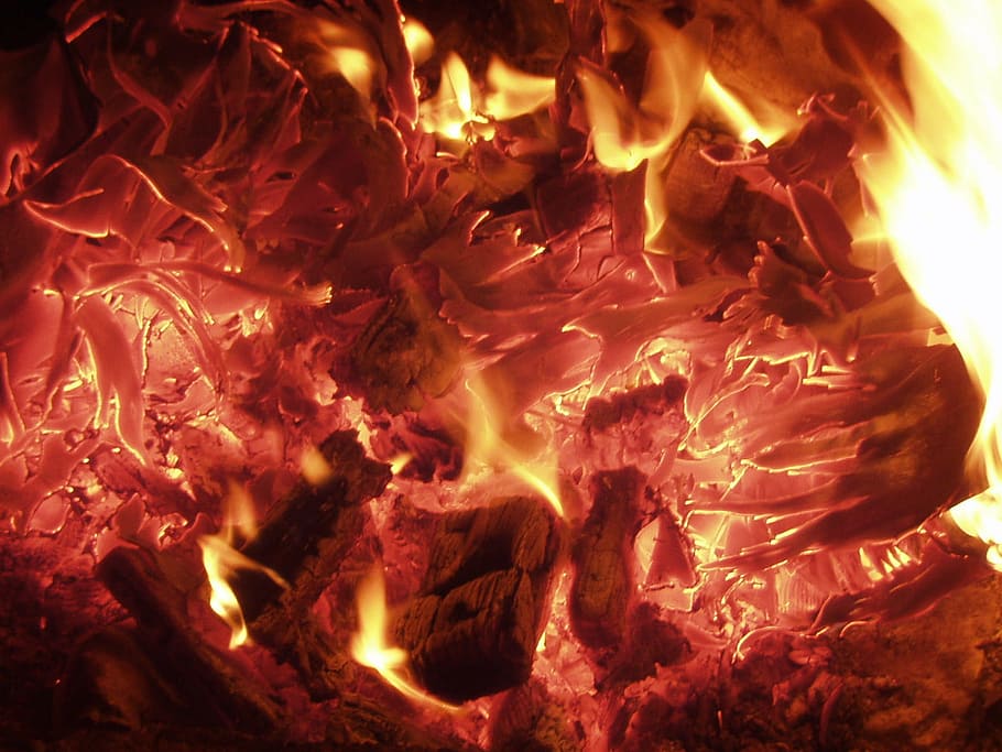 red flames, fire, barbecue, campfire, embers, glow, burn, fire - Natural Phenomenon HD wallpaper