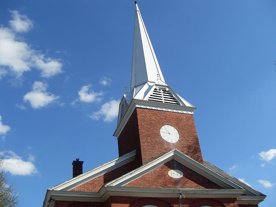 church, sky, steeple, brick, architecture, built structure HD wallpaper