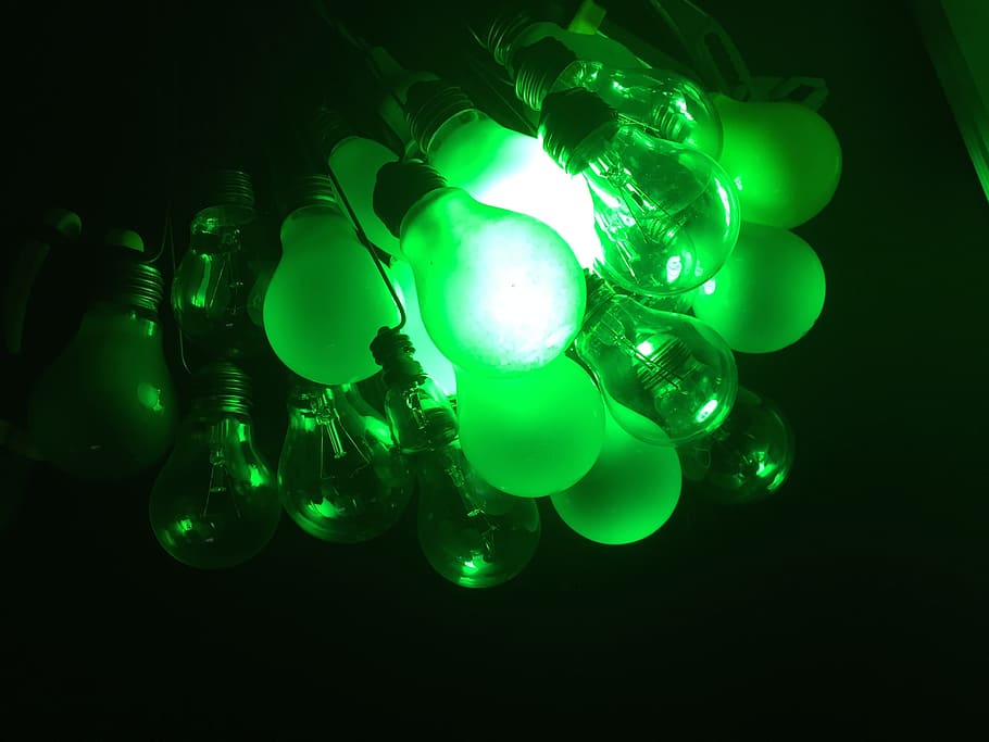 light bulb, green, lamp, green color, illuminated, lighting equipment HD wallpaper