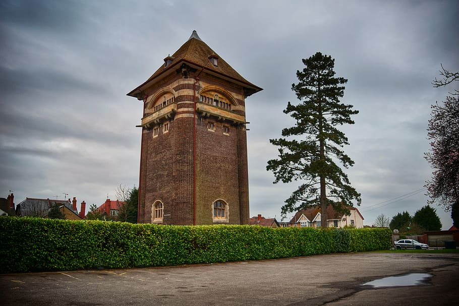 tower, trees, road, sky, clouds, architecture, eastbourne, uk HD wallpaper