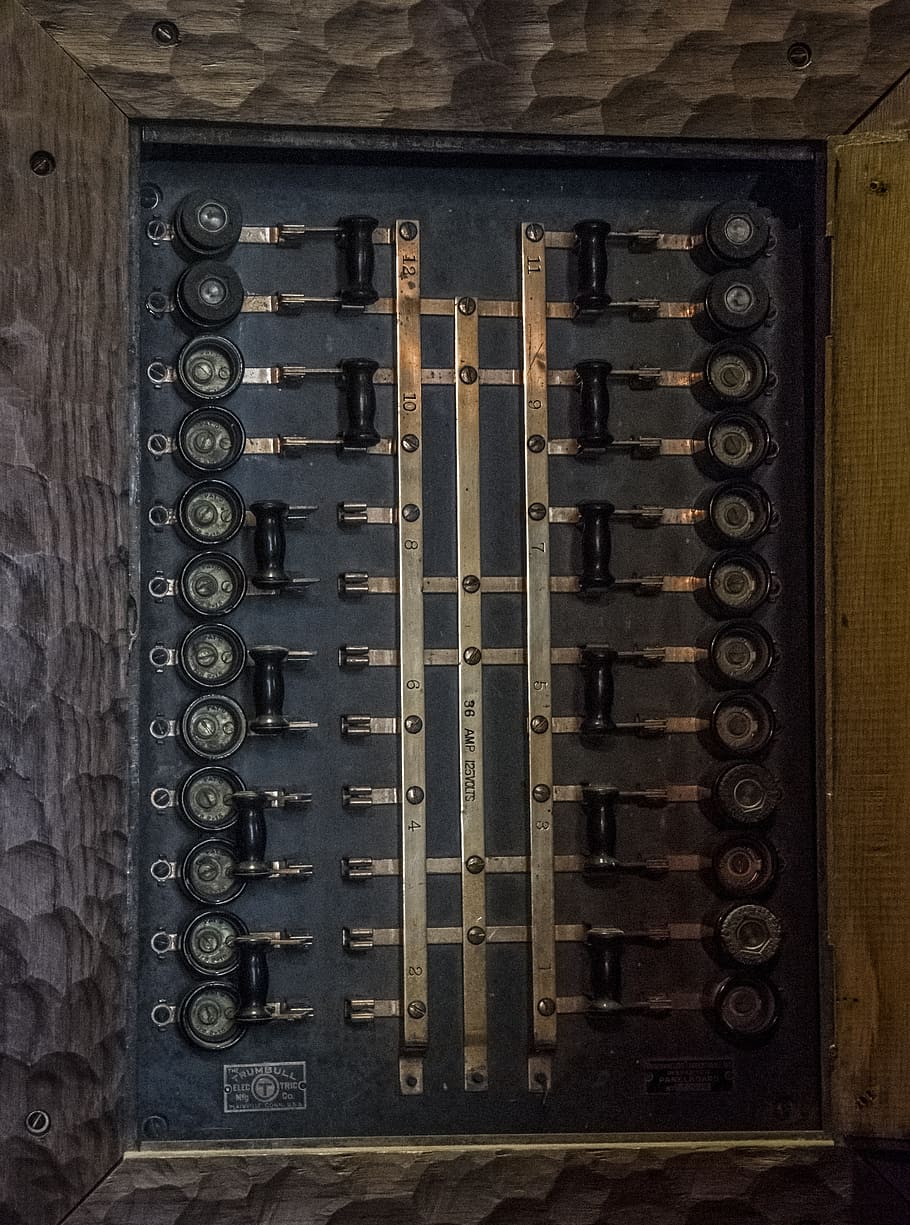 circuit breaker, steampunk, old, electric, metal, vintage, machine, HD wallpaper