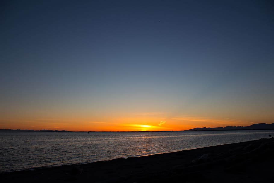 sunset, british colombia, tranquil, calm, outdoor, scenics HD wallpaper