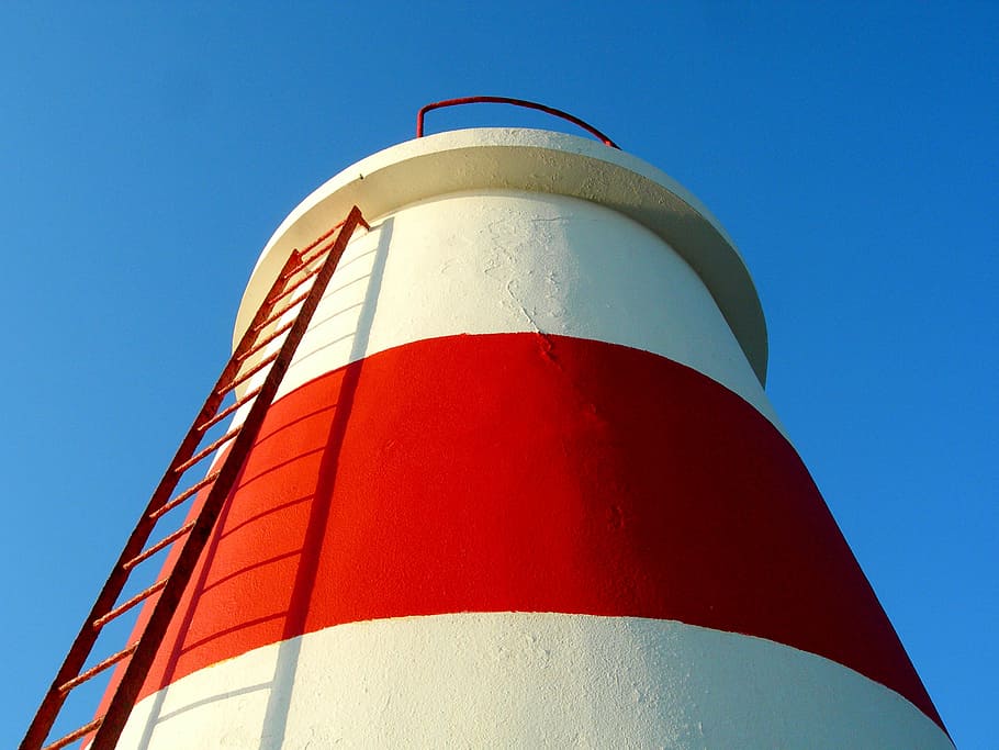 lighthouse, mar, beira mar, ocean, portugal, sky, blue, red HD wallpaper
