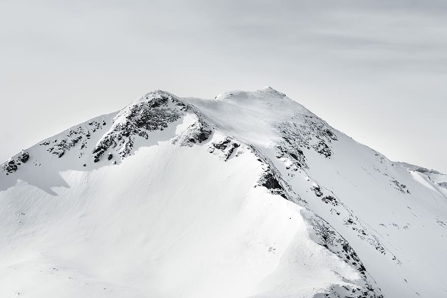 mountain covered with snow under white clouds, mountain filled with snow HD wallpaper