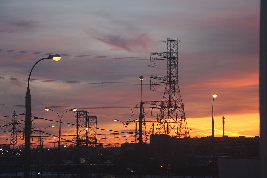 energy, industry, sunset, sky, pollution, electricity, station