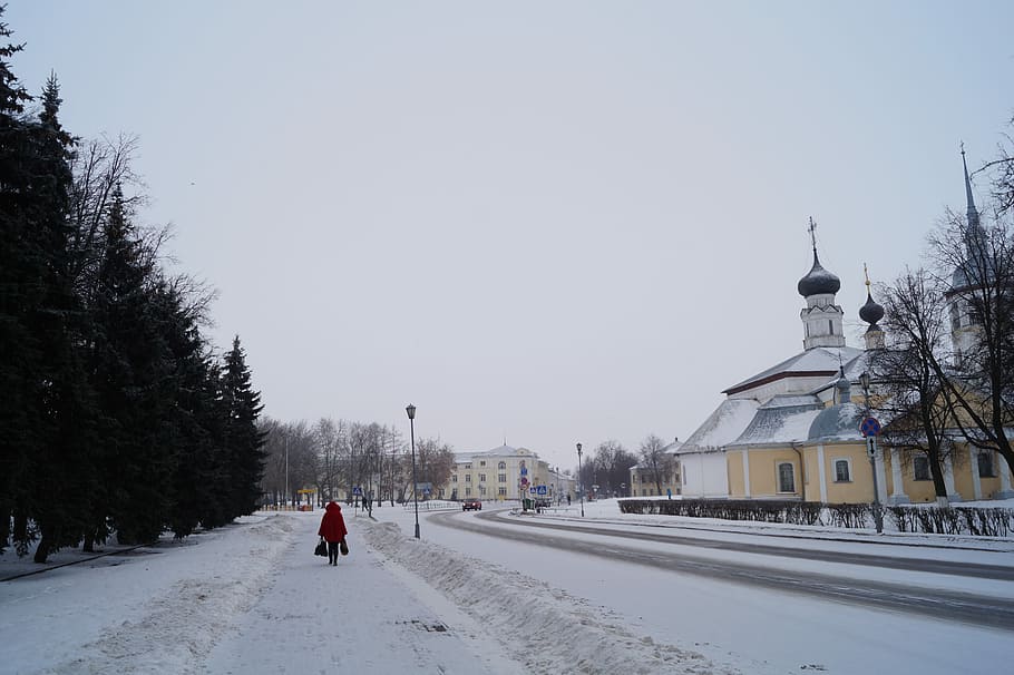 Russia, Suzdal, Winter, snow, cold temperature, full length HD wallpaper