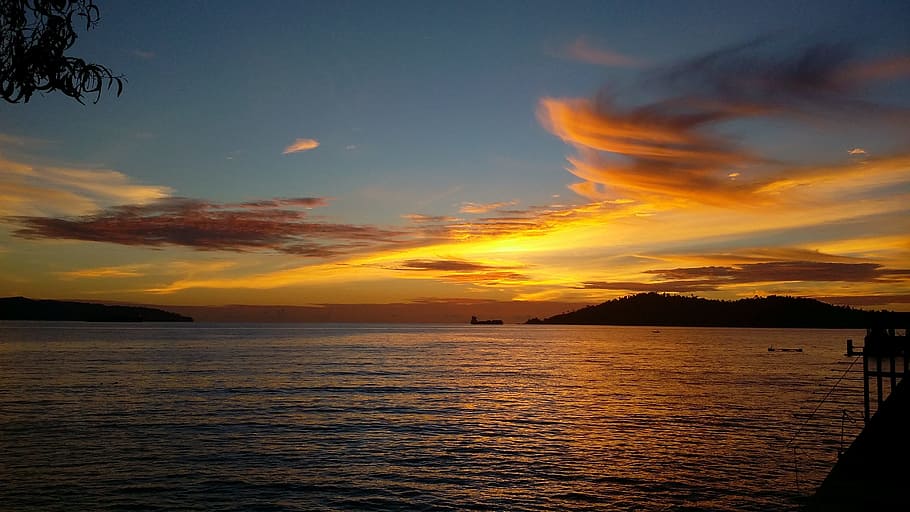 Sunset, Kota Kinabalu, Malaysia, Sabah, sea, water, scenics, HD wallpaper