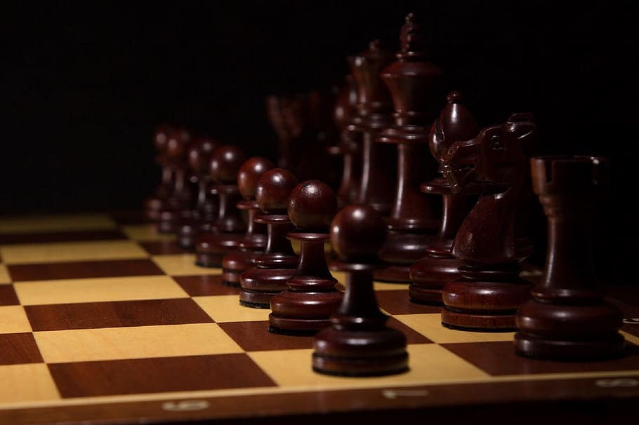 chess, black, figures, checkerboard, board game, leisure games HD wallpaper