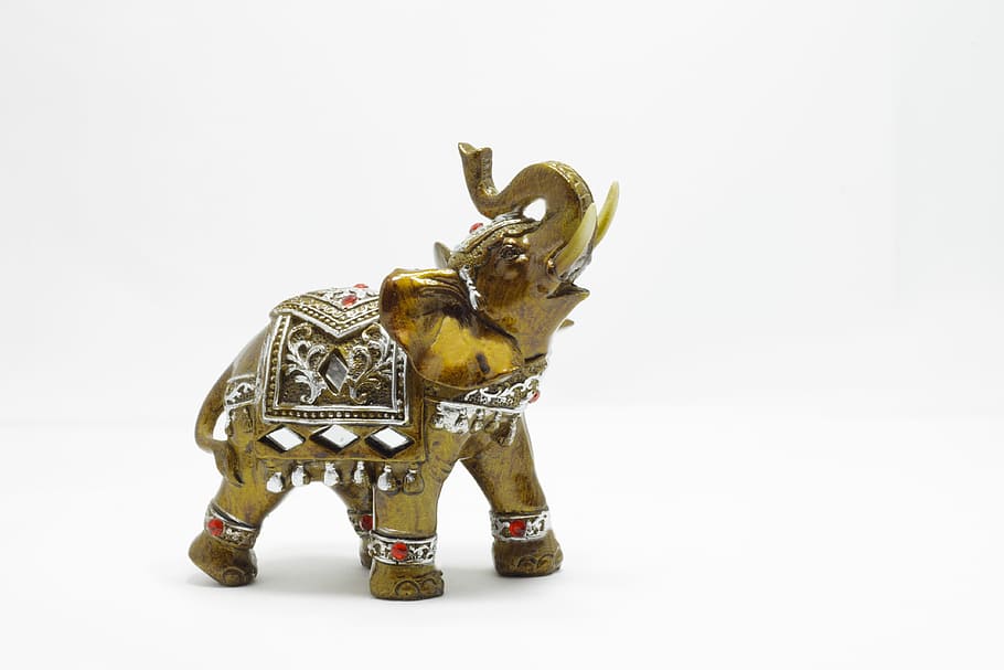 Elephant, Toy, Statue, elephant statue, studio shot, figurine HD wallpaper