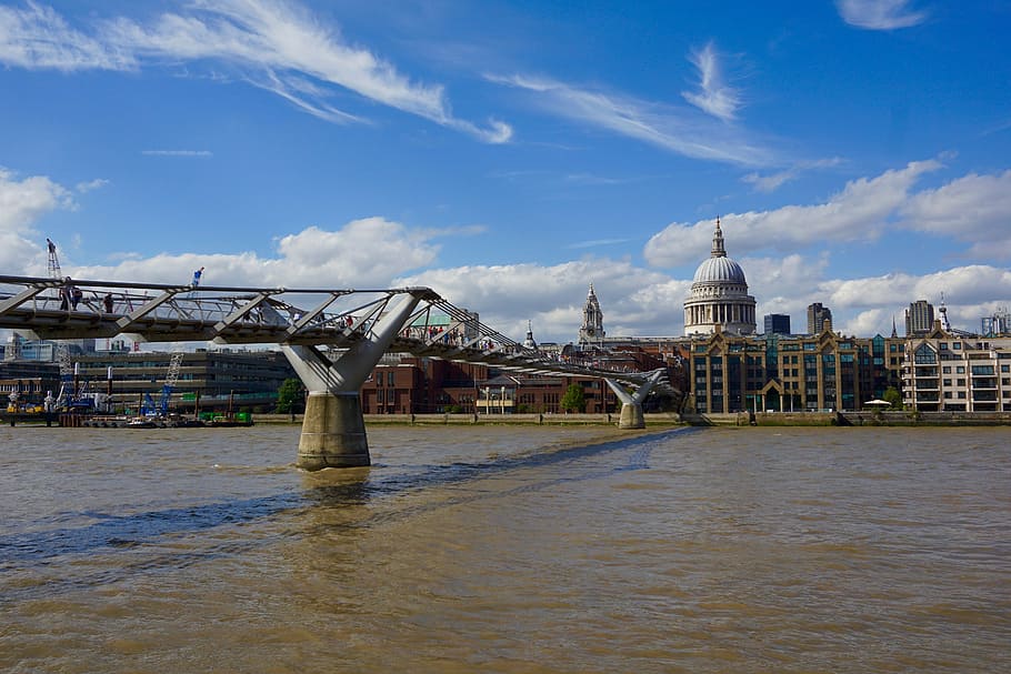 the millenium bridge, london, bro, river, city, urban, architecture, HD wallpaper