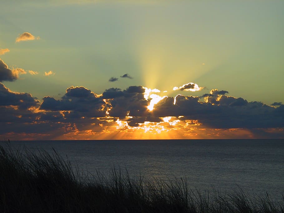 sylt, sunset, clouds, abendstimmung, evening sky, beach, beauty in nature HD wallpaper