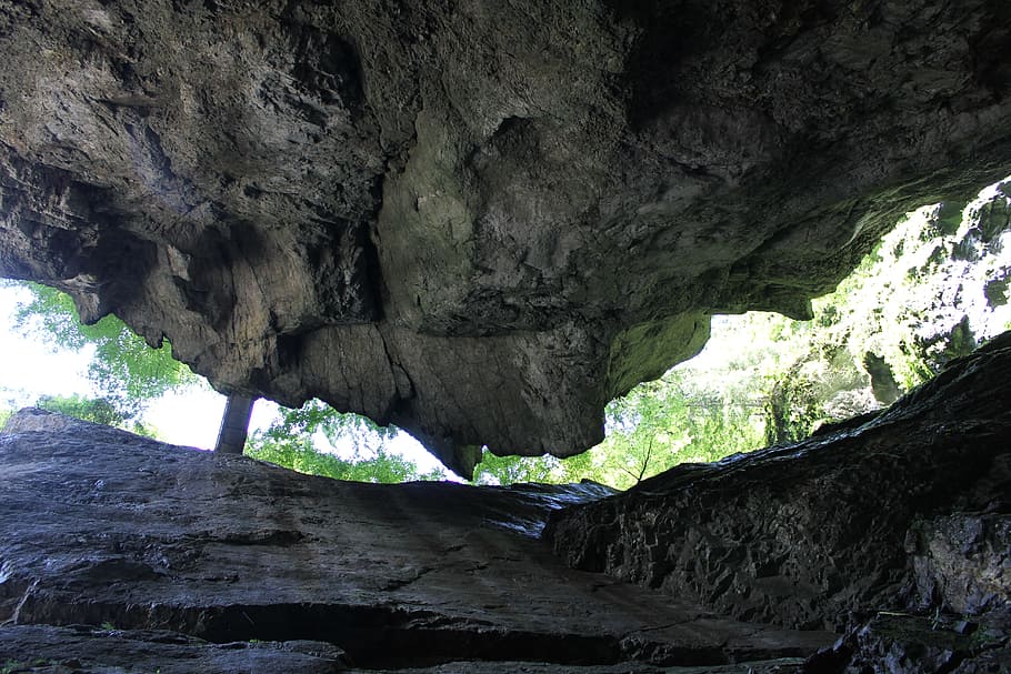 gray cave interior at daytime, allgäu, breitachklamm, rock, face, HD wallpaper