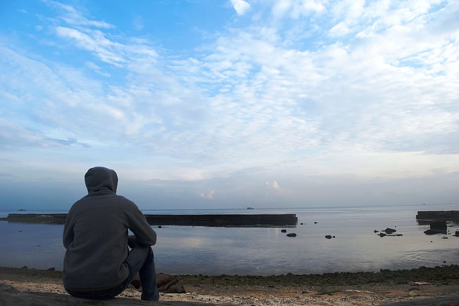 ocean, blue, reflection, sea, beach, landscape, cloud, seascape HD wallpaper