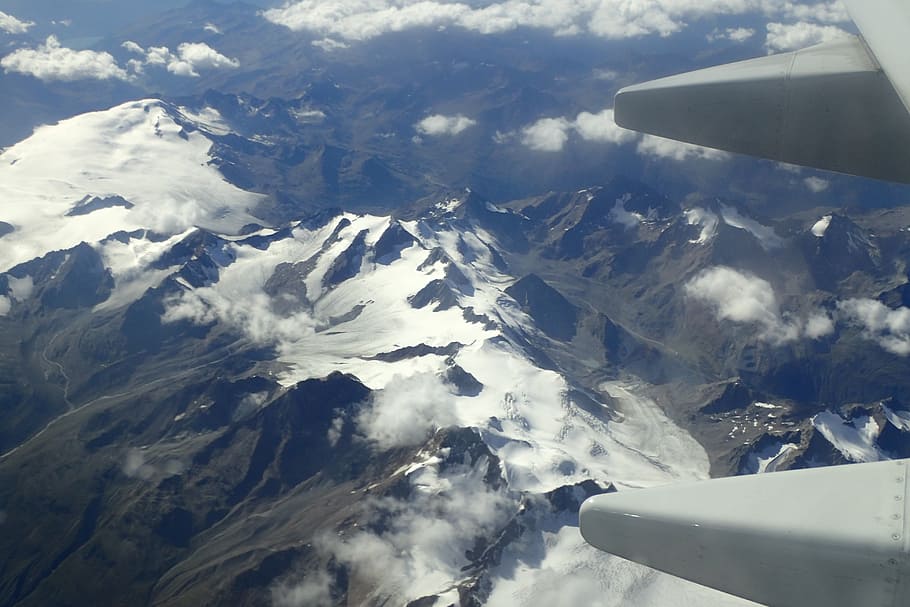 flight, aircraft, alpine, mountains, landscape, snow, air vehicle HD wallpaper