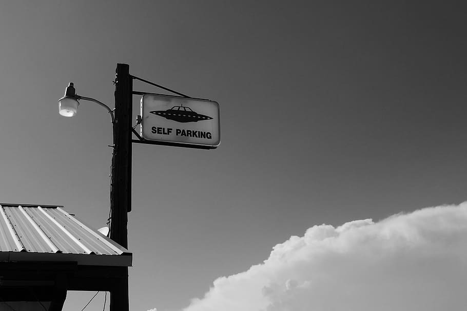 grayscale photography of self parking signage, Area, 51, Scifi, HD wallpaper