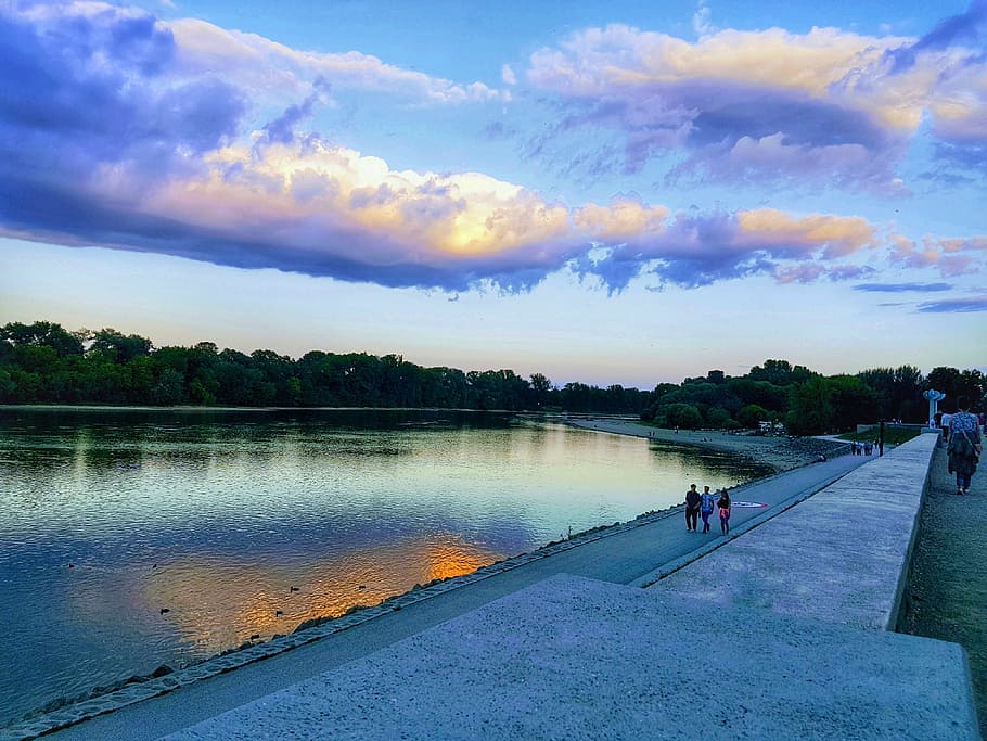 hdr, riverside, cloud, szentendre, danube, boardwalk, before the storm HD wallpaper