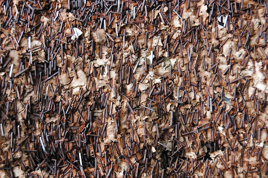 grey wood logs, texture, rust, grunge, old, staples, metal HD wallpaper
