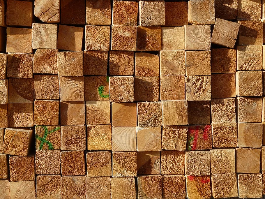 stacked square brown wooden bars, Beams, Boards, Planks, wooden beams, HD wallpaper
