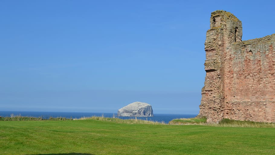 scotland, tantallon, bass rock, historic, castle, fortress, HD wallpaper