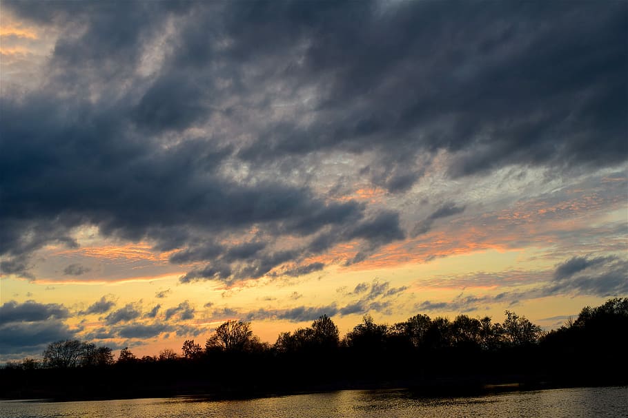 Sunset, Lake, Water, Sky, Nature, landscape, reflection, cloud HD wallpaper