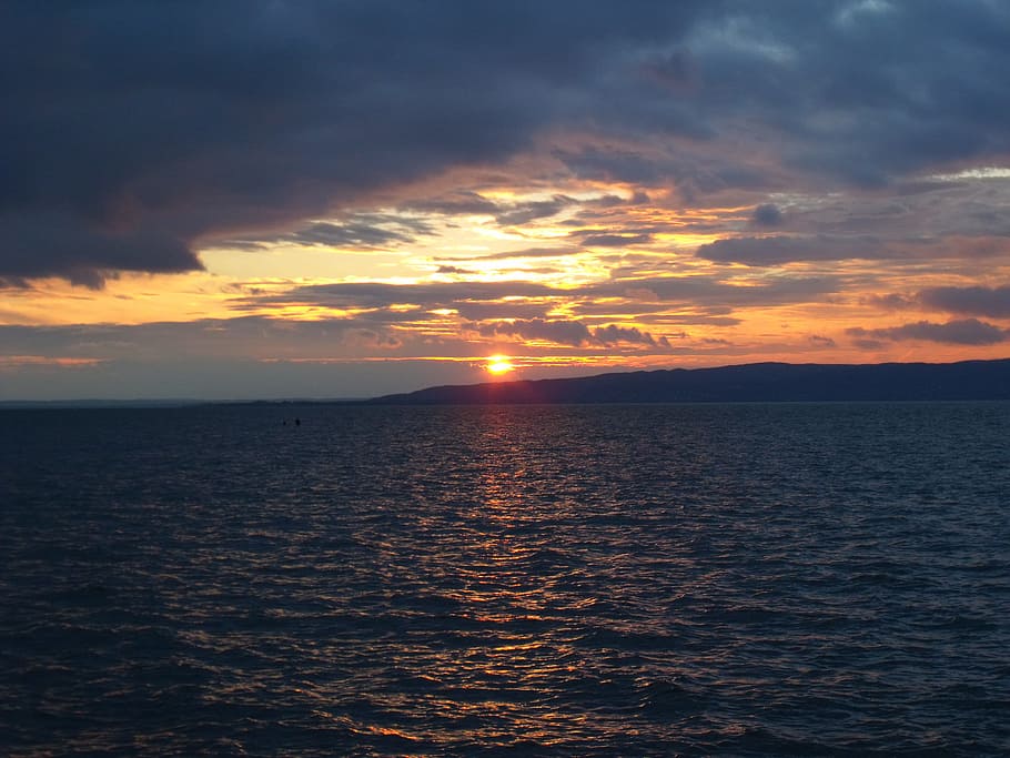 sunset, horizon, twilight, cloudy, sky, cloud - sky, water HD wallpaper